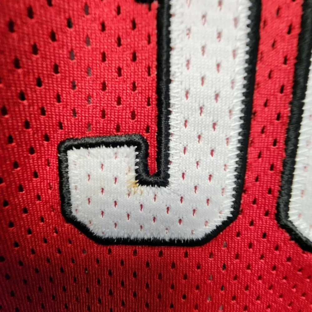 Vintage Nike Air Jordan Spellout Jersey Mens XXL Red Black Mesh‎ #23 Back Hit